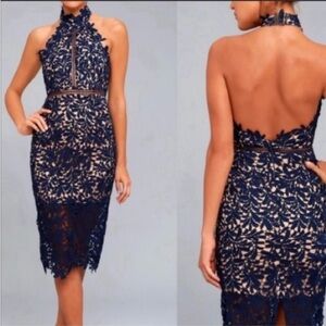 Lulu's Navy Lace Midi Dress